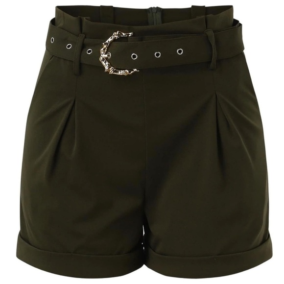 NEW 2pc Outfit Floral Print Halter Top & Army Green Shorts w/ Belt Size XL - Picture 8 of 15